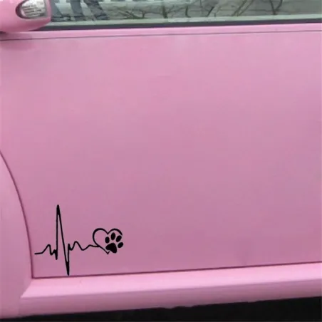 Heartbeat & pet footprint - autocollant vinyle